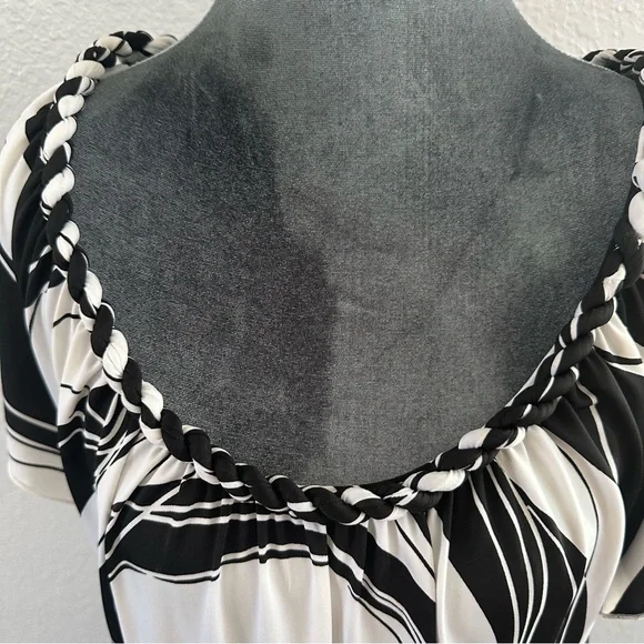 Sandra Darren Black White Abstract Print Short Sleeve Dress XL NWT - Picture 2 of 12